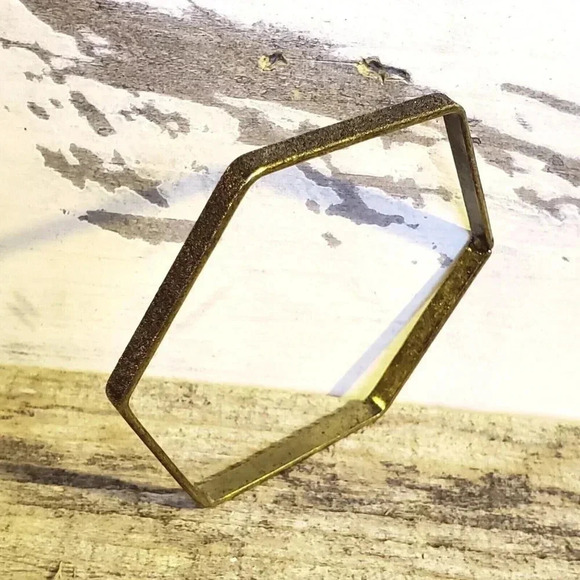 Vintage Y2K 90s Grunge Bronze Textured Metal Bangle Bracelet - Picture 5 of 14